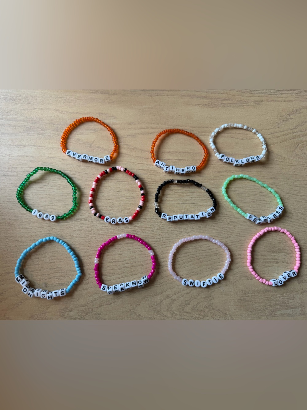 Taylor Swift Era’s Tour Beaded Word Bracelet Set - Assorted Bright Colors
